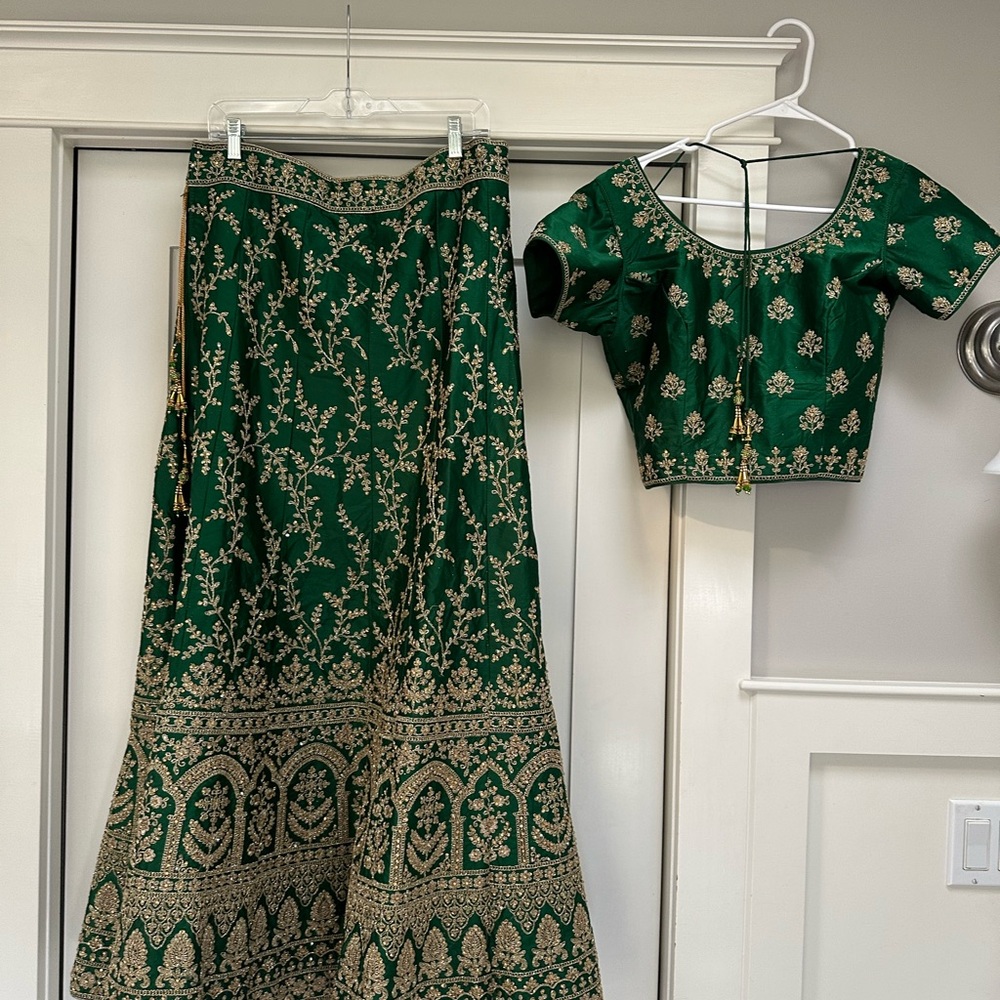 Emerald Green Embroidered Maxi Skirt - Traditional Women’s Skirt